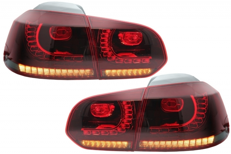 Stopuri Full LED VW Golf 6 VI (2008-2013) R20 Design Rosu Fumuriu TLVWG6R20RS