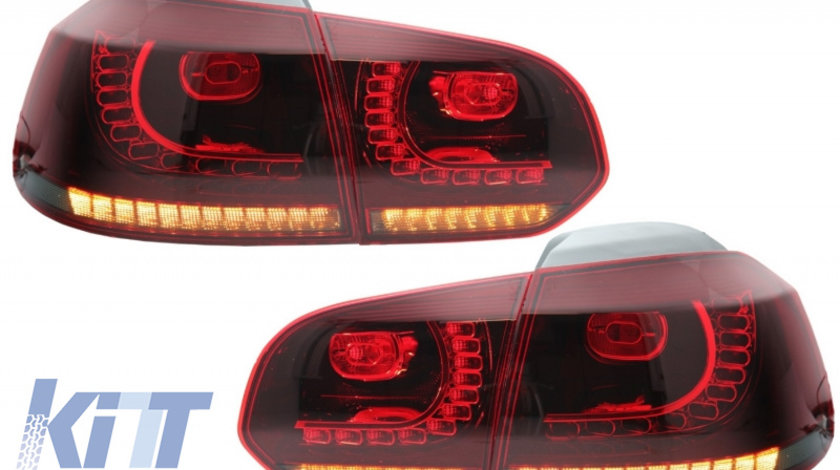 Stopuri Full LED VW Golf 6 VI (2008-2013) R20 Design Rosu Fumuriu cu Semnal Dinamic KTX2-TLVWG6R20RSFW
