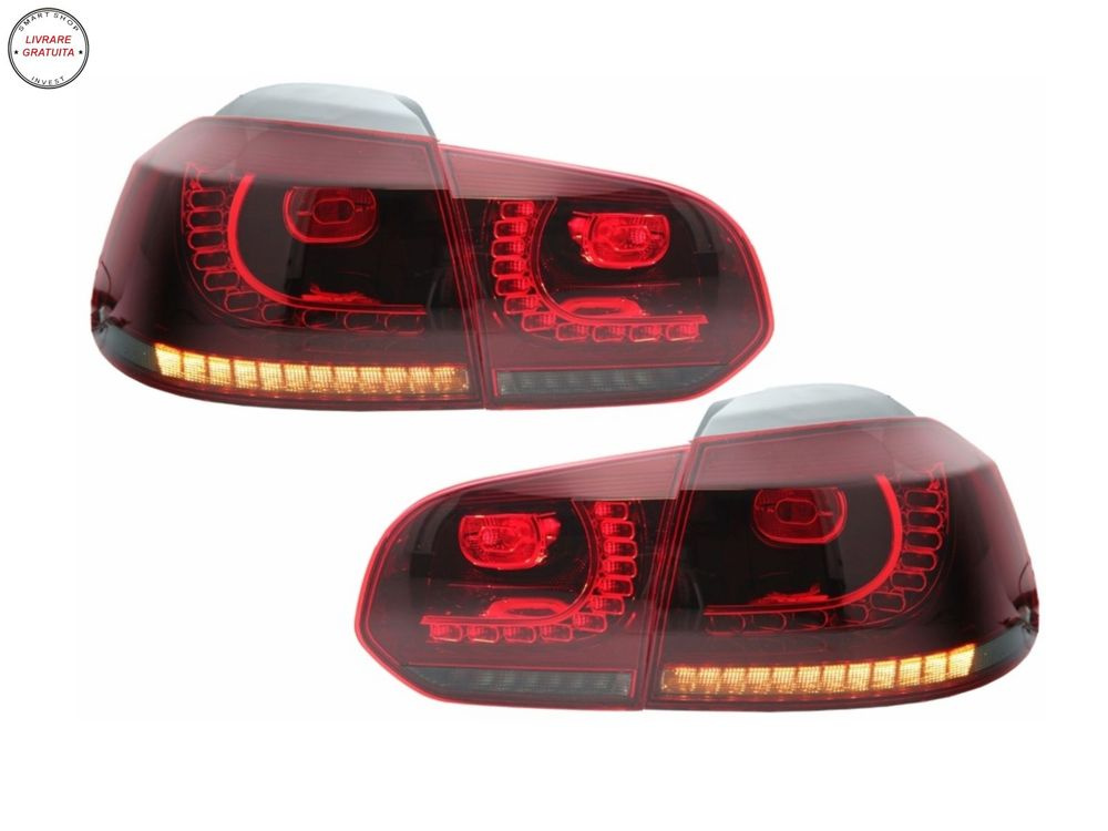 Stopuri Full LED VW Golf 6 VI (2008-2013) R20 Design Rosu Fumuriu- livrare gratuita