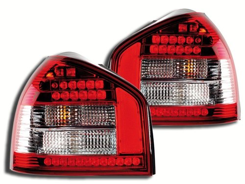 STOPURI LED AUDI A3 8L FUNDAL ROSU/CROM -COD FKRLXLAI301