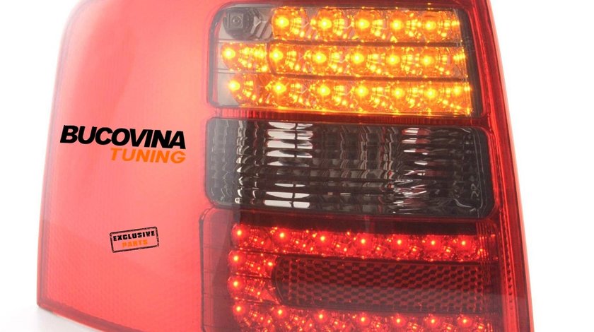 STOPURI LED AUDI A6 4B AVANT (97-04) - FUNDAL ROSU FUMURIU