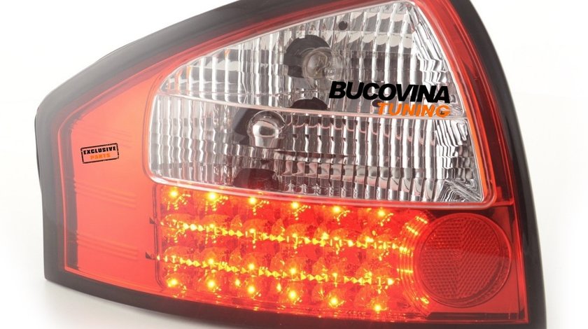 STOPURI LED AUDI A6 4B LIMOUSINE (97-04) - FUNDAL ROSU CRISTAL