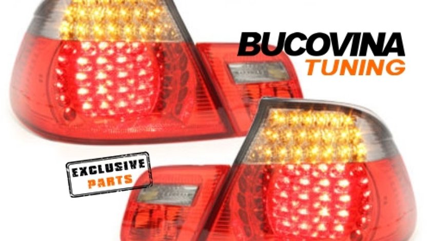 STOPURI LED BMW 3er E46 COUPE 98-03– FUNDAL ROSU FUMURIU