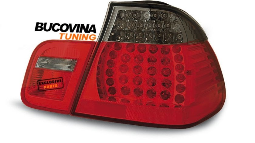 STOPURI LED BMW 3er E46 LIMOUSINE 01-04 – FUNDAL ROSU-FUMURIU