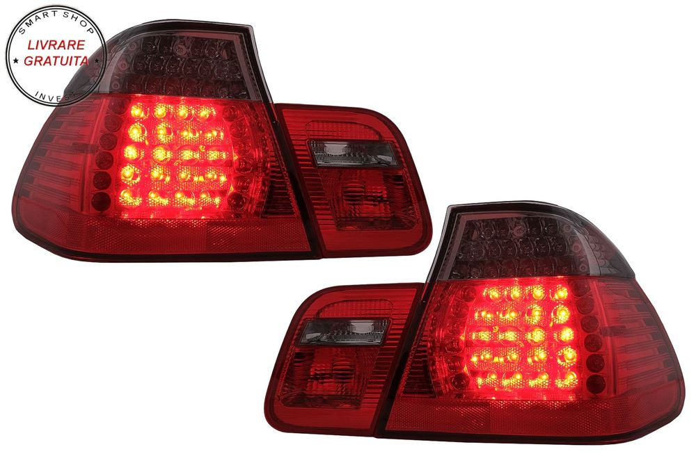 Stopuri LED BMW Seria 3 E46 Limousine 4 usi (09.2001-03.2005) Rosu Fumuriu- livrare gratuita
