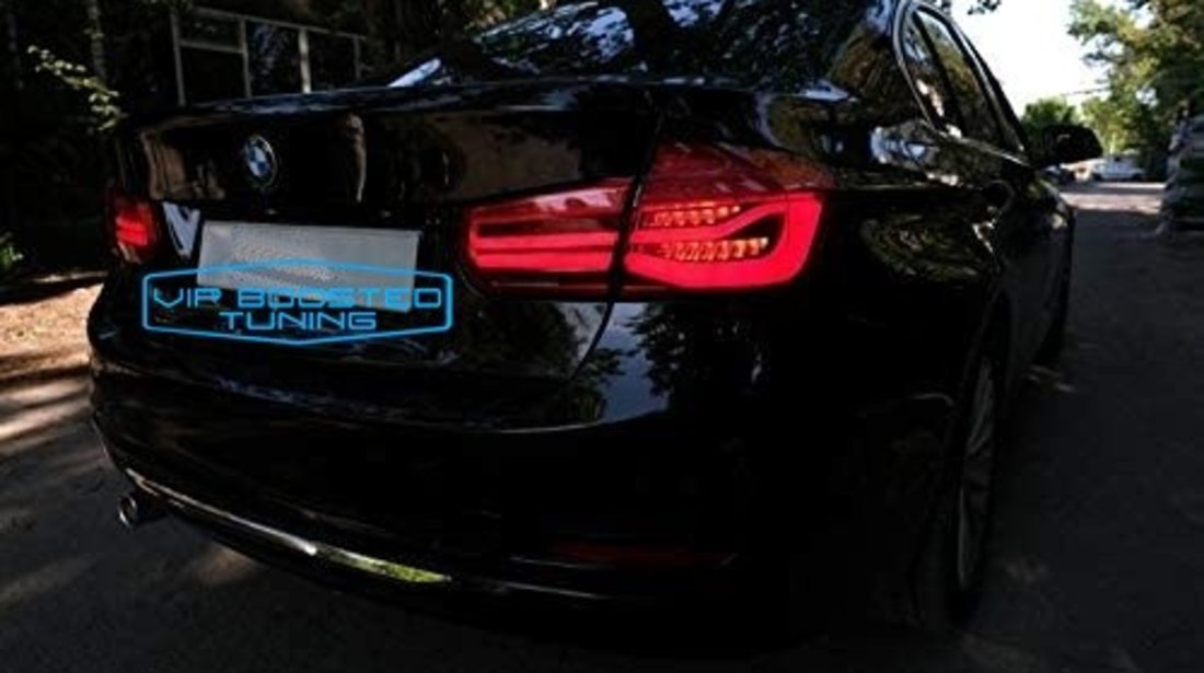 Stopuri LED BMW Seria 3 F30 (2011-2019) Rosu Clar LCI facelift Design cu Semnalizare Dinamica Secven