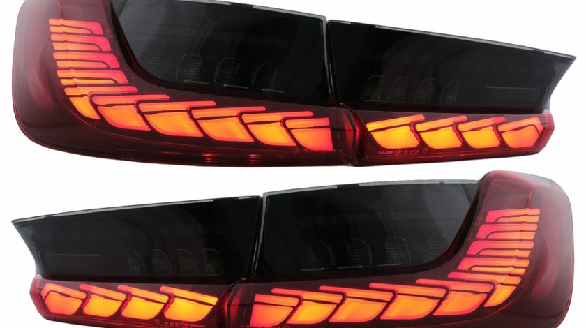 Stopuri LED compatibil cu BMW Seria 3 G20 G28 M3 G80 Sedan (2018-2022) Rosu Fumuriu cu Semnal Dinamic TLBMG20LED