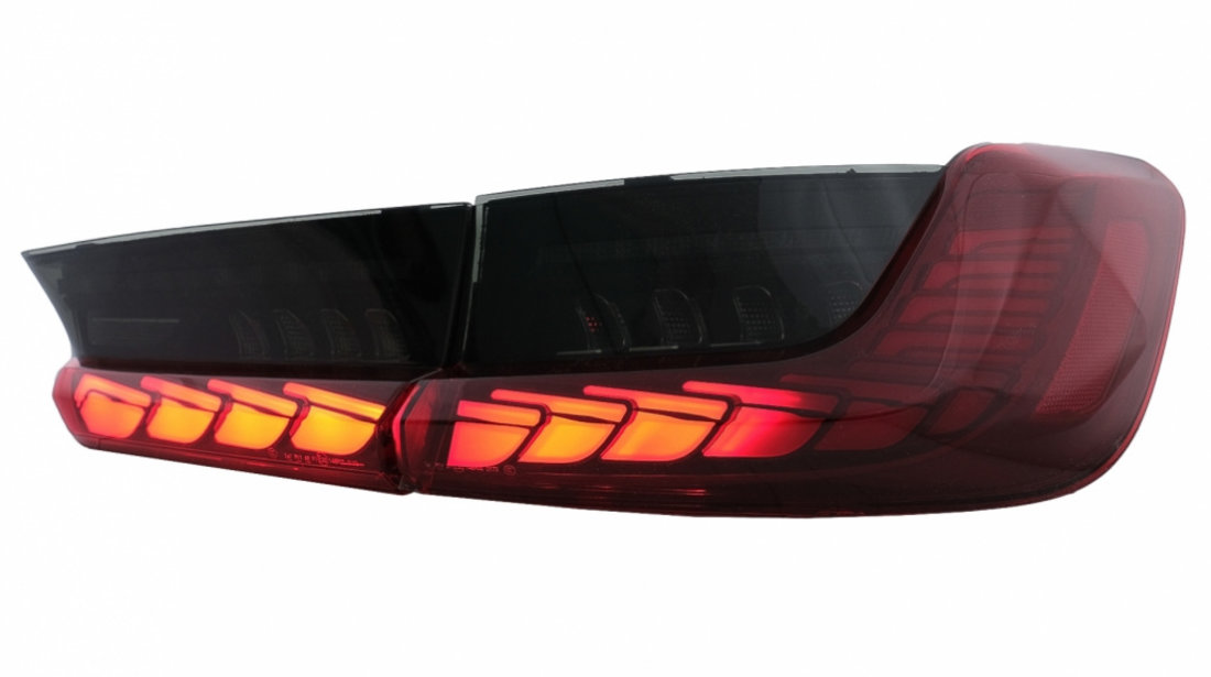 Stopuri LED compatibil cu BMW Seria 3 G20 G28 M3 G80 Sedan (2018-2022) Rosu Fumuriu cu Semnal Dinamic TLBMG20LED
