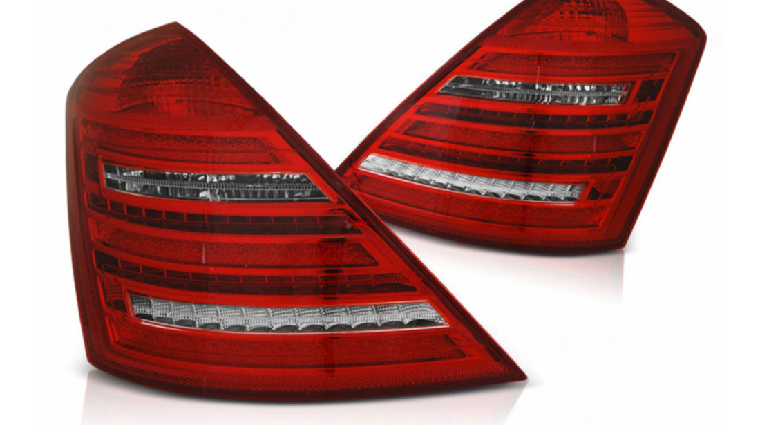 Stopuri LED compatibil cu Mercedes S-Class W221 (2005-2009) Rosu Clar cu Semnalizare Secventiala Dinamica