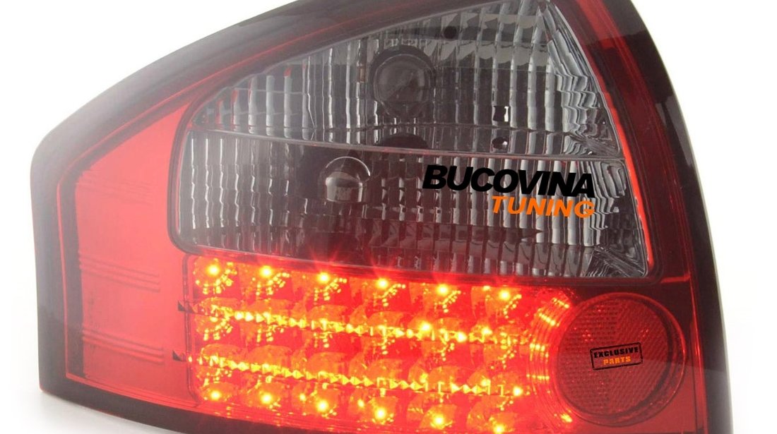 STOPURI LED COMPATIBILE CU AUDI A6 4B LIMOUSINE (97-04) - FUNDAL ROSU FUMURIU