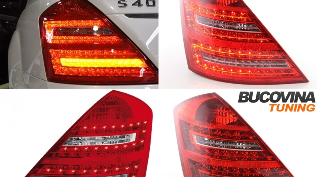 STOPURI LED COMPATIBILE CU MERCEDES S CLASS W221 ROSU/CRISTAL