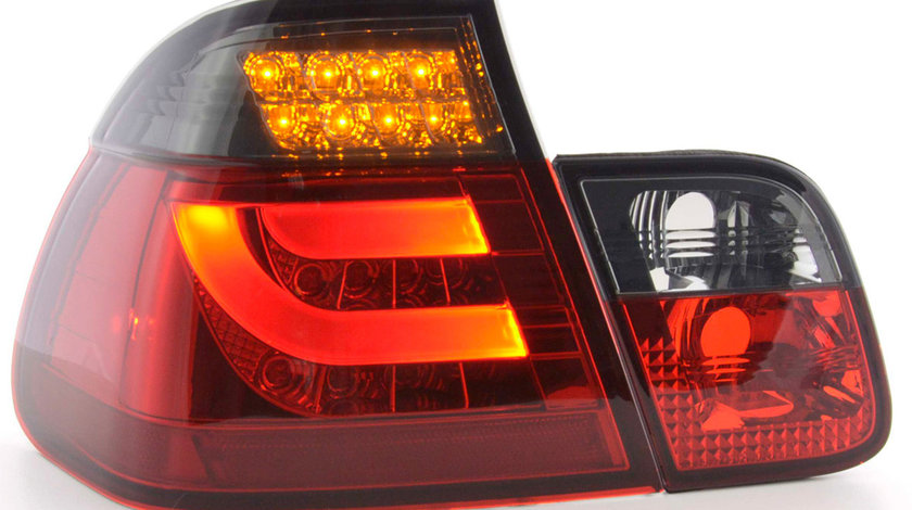 Stopuri LED Fibra Optica BMW E46 Seria 3 Limousine Rosu Fumuriu