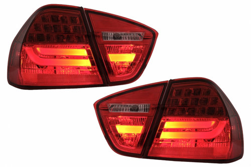 Stopuri LED Light Bar LCI Design compatibil cu BMW E90 Seria 3 Limuzina (2005-2008) Rosu Clar TLBME9...