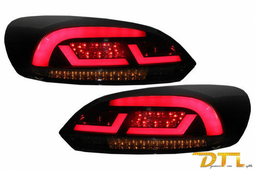 Stopuri LED Lightbar Litec compatibil cu VW SCIROCCO MK3 III (2008-2013) Negru / Fumuriu Semnal Dina...