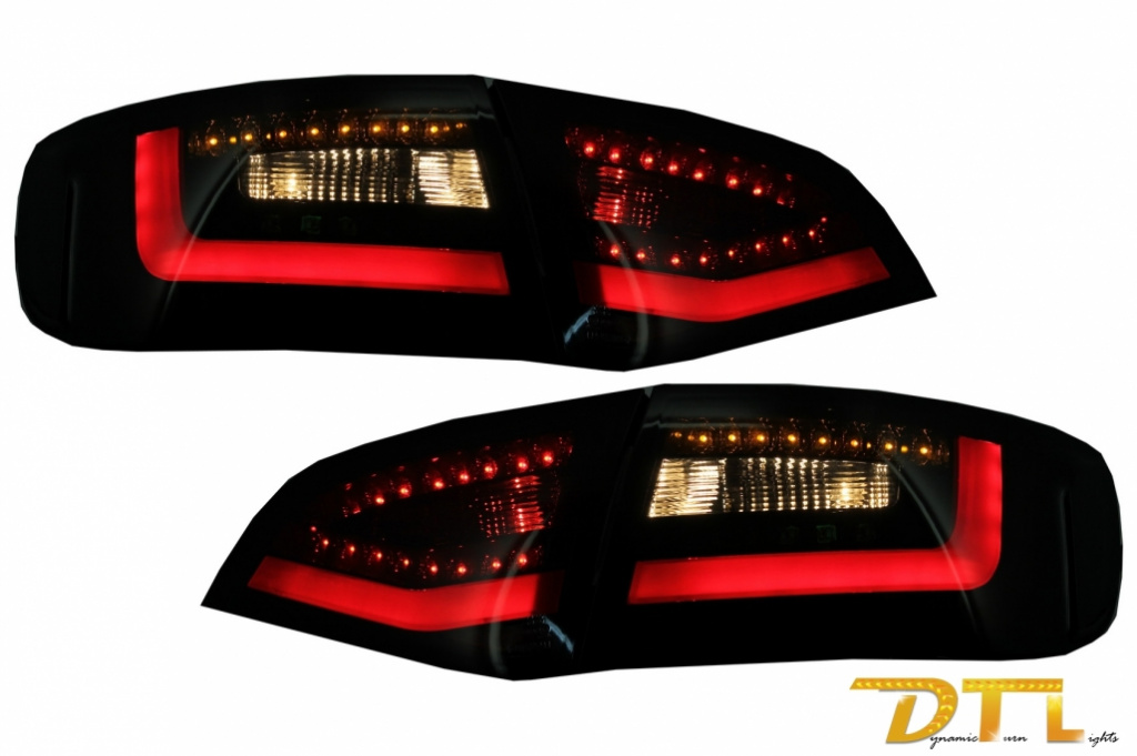 Stopuri LED Litec compatibil cu AUDI A4 B8 Avant (2008-2011) Negru/Fumuriu Semnal Dinamic Secvential RA14KLBSY
