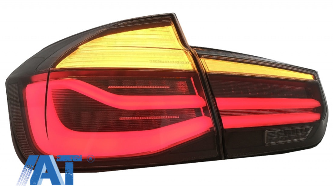 Stopuri LED M Look Black Line compatibil cu BMW Seria 3 F30 (2011-2019) LCI Design cu Semnal Dinamic Secvential