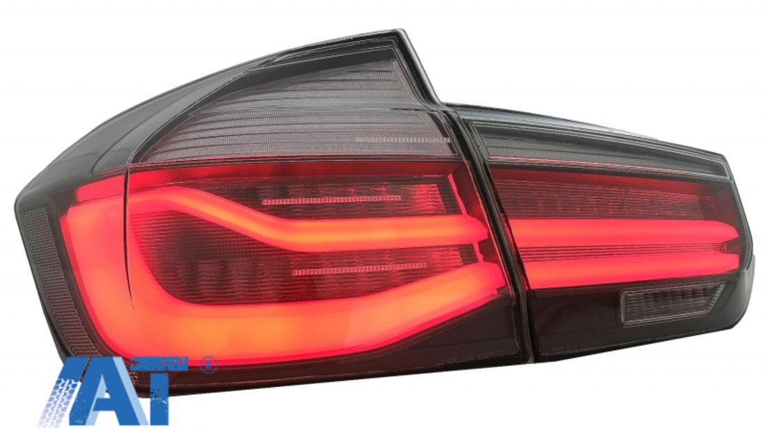 Stopuri LED M Look Black Line compatibil cu BMW Seria 3 F30 (2011-2019) LCI Design cu Semnal Dinamic Secvential