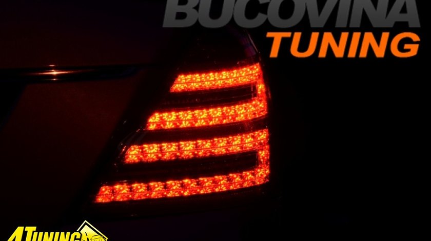 STOPURI LED MERCEDES BENZ W221 S CLASS 07-09 - FUNDAL ROSU CRISTAL
