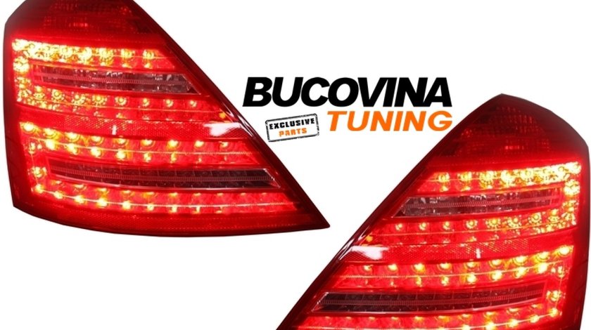 STOPURI LED MERCEDES BENZ W221 S CLASS 07-09 - FUNDAL ROSU FUMURIU