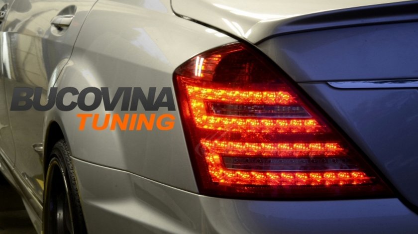 STOPURI LED MERCEDES BENZ W221 S CLASS 07-09 - FUNDAL ROSU FUMURIU