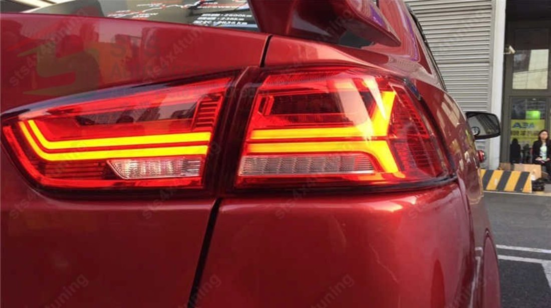 STOPURI LED MITSUBISHI LANCER 2008-2017 ROSU-ALB [AUDI LOOK]