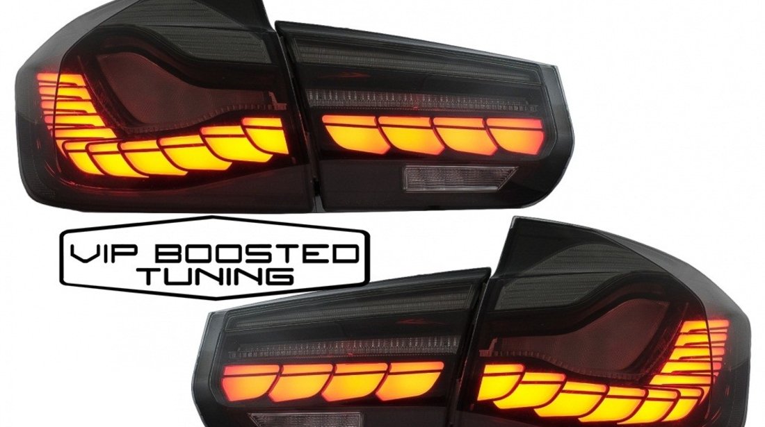 Stopuri OLED BMW Seria 3 F30 (2011-2019) F35 F80 Rosu Fumuriu M4 Design Semnal Dinamic Secvential