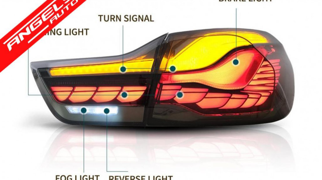 Stopuri OLED BMW Seria 4 M4 2013-2019 Rosu Fumuriu cu Semnal Dinamic Secvential