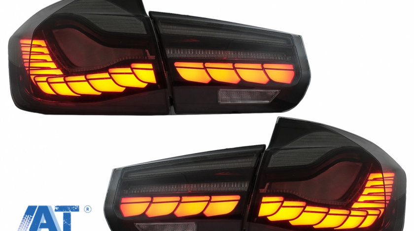 Stopuri OLED compatibil cu BMW Seria 3 F30 (2011-2019) F35 F80 Rosu Fumuriu M4 Design cu Semnal Dinamic Secvential