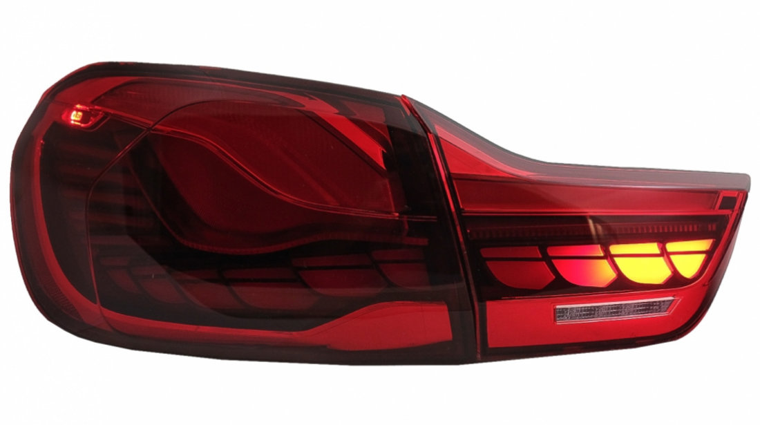 Stopuri OLED compatibil cu BMW Seria 4 F32 F33 F36 M4 F82 F83 (2013-03.2019) Rosu Clar cu Semnal Dinamic Secvential TLBMF32M4RC