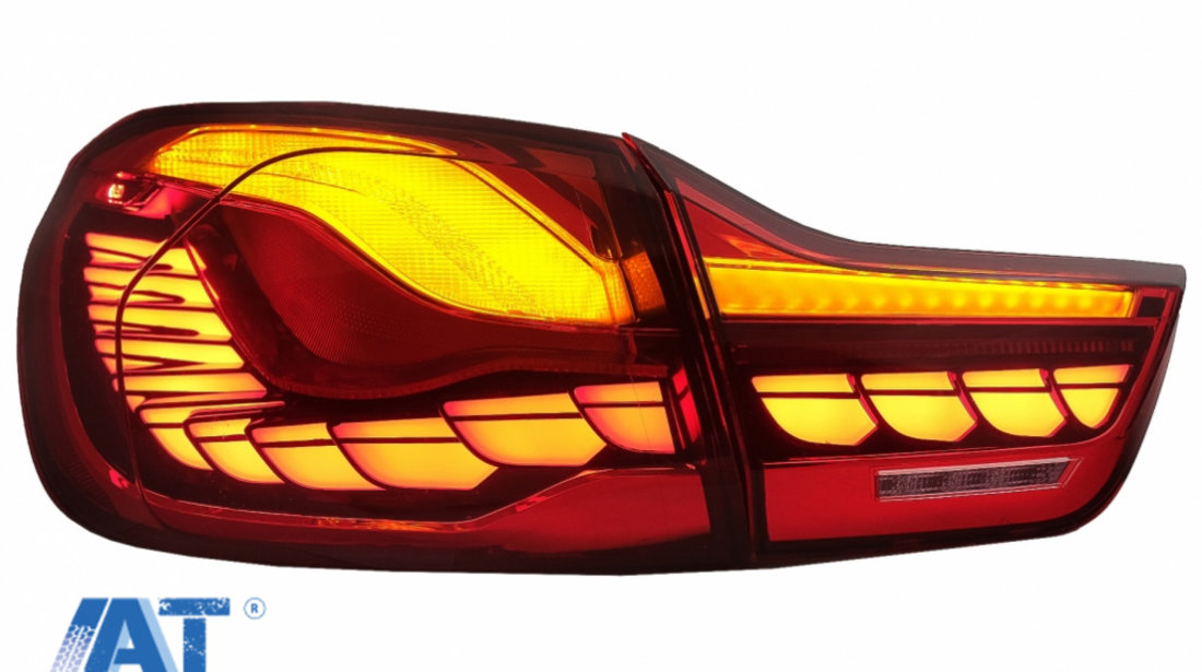 Stopuri OLED compatibil cu BMW Seria 4 F32 F33 F36 M4 F82 F83 (2013-03.2019) Rosu Clar cu Semnal Dinamic Secvential