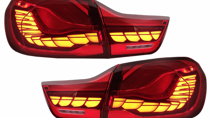 Stopuri OLED compatibil cu BMW Seria 4 F32 F33 F36 M4 F82 F83 (2013-03.2019) Rosu Clar cu Semnal Dinamic Secvential TLBMF32M4RC