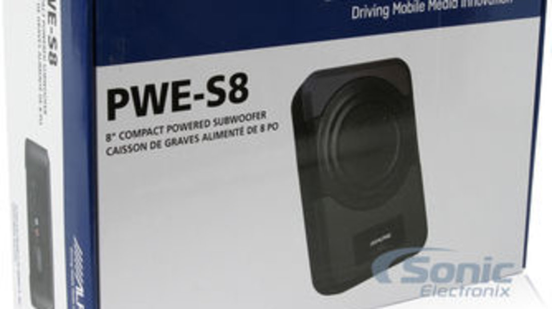 Subwoofer Auto Activ Alpine PWE-S8 Model Underseat (sub scaun) 8'' 20 cm 120W Telecomanda Bass / Vol