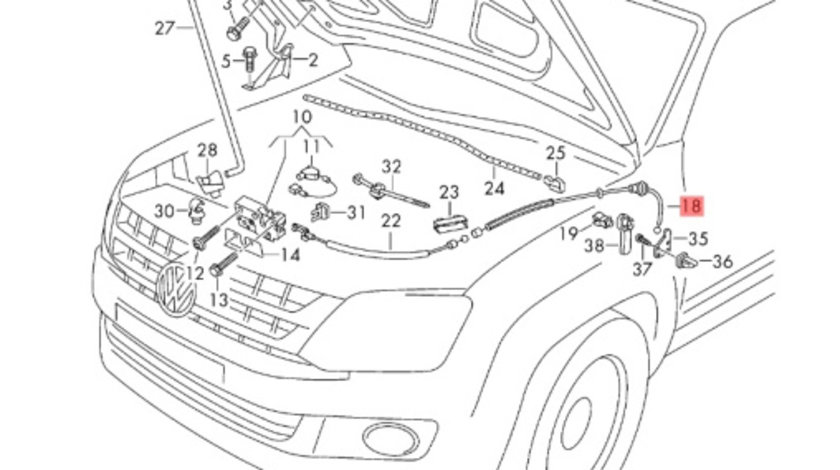 Sufa deschidere capota motor Volkswagen Amarok 2H 2013 2014 OEM 2H0823535A