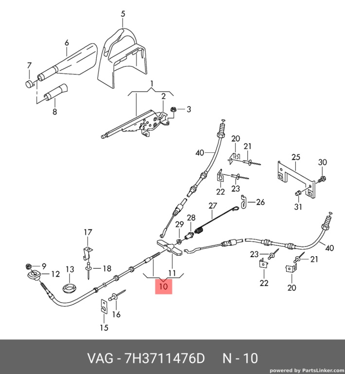 Sufa frana de mana Volkswagen Transporter T5 bus 2.0 TDI OEM 7H3711476D