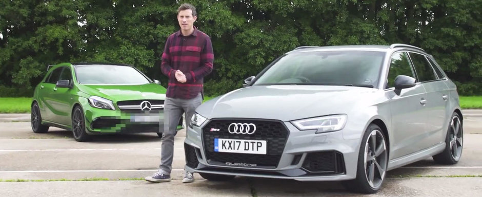 Sunt cele mai puternice hatch-uri ale planetei. Test comparativ intre Audi RS3 Sportback si Mercedes A45 AMG