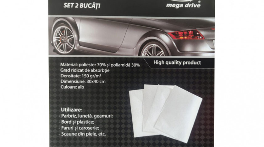 Super Laveta Auto Microfibra Alba 30x40 Cm (set 2 Bucati) Mega Drive LCD08