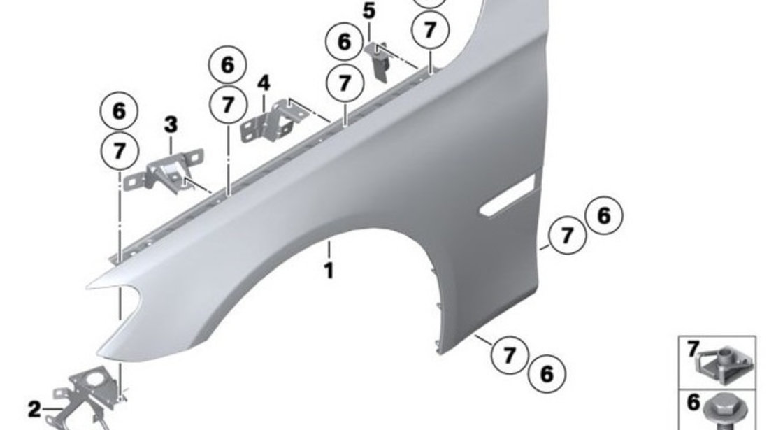 Suport Aripa Fata Dreapta Oe Bmw Seria 7 F01, F02, F03, F04 2008-2015 41357207186