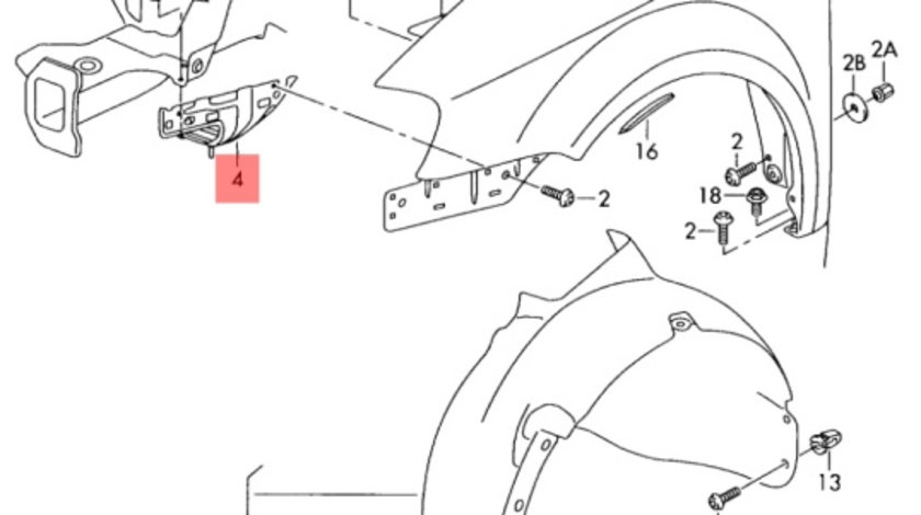 Suport aripa stanga Volkswagen Touran 2.0 TDI Van 2004 gri petrol LD7X OEM 1T0821135