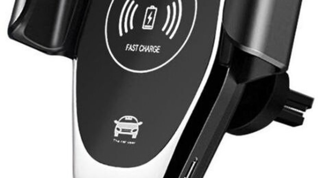 Suport Auto Grila Ventilatie + Ventuza 10W Gravitational Cu Incarcare Wireless Qi Standard Fast Charge Type-c -318733