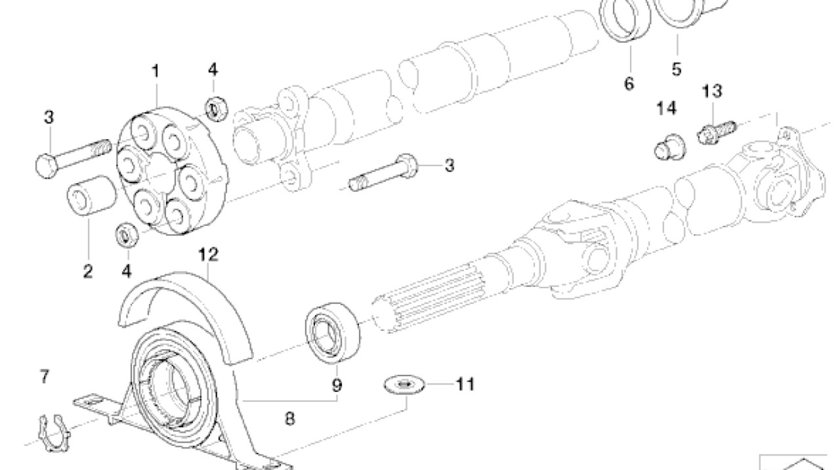 Suport ax cardanic BMW E46 (modelul cu un singur rulment) TOPRAN 26127501257