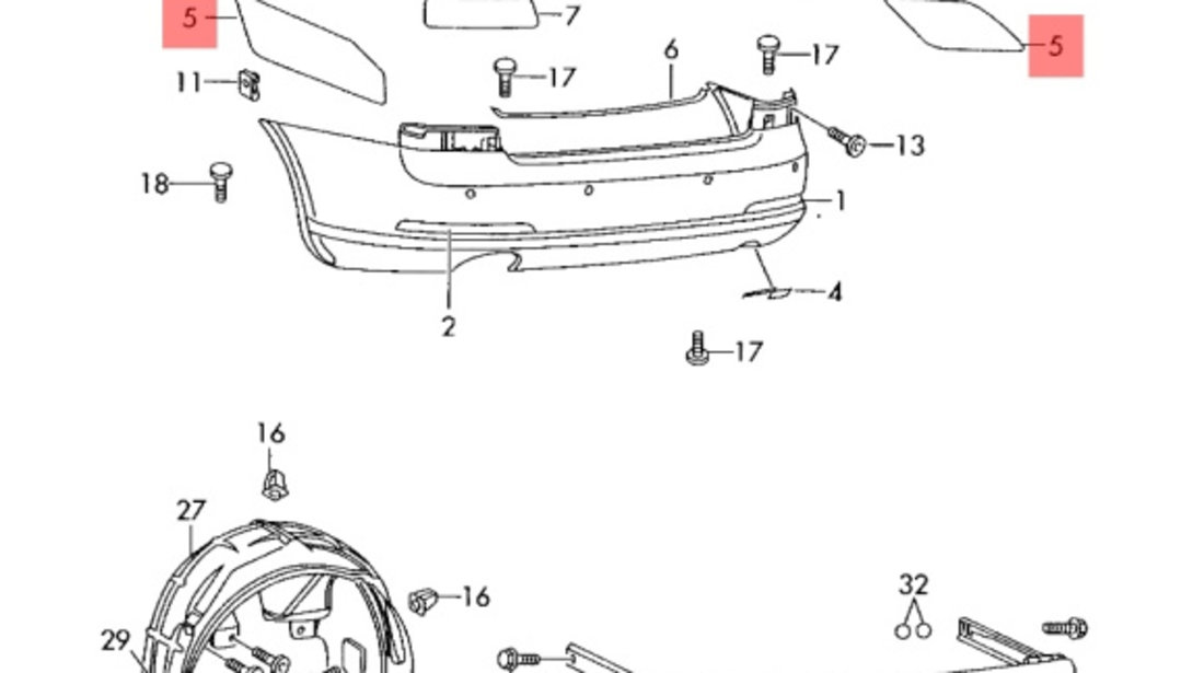 Suport bara dreapta spate Skoda Octavia 2 Kombi 2006 BKD SKODA OCTAVIA [ 1959 - 1971 ] OEM 1Z9807394