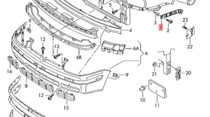 Suport bara fata de pe aripa stanga Volkswagen Golf 4 (1J) Kombi 2005 1.9 TDI OEM 1J0807183A