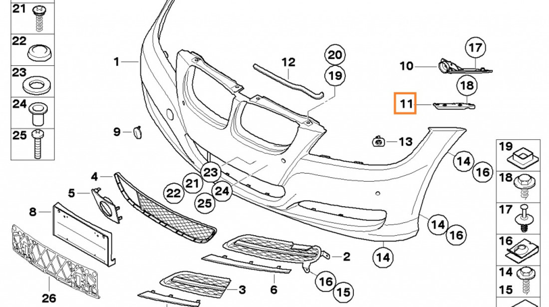 Suport Bara Fata Dreapta Am Bmw Seria 3 E90 2004-2011 51117134098