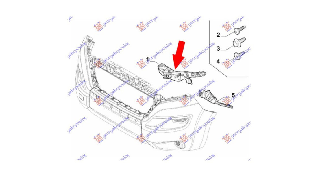 Suport bara fata far stanga Peugeot Boxer 2014- NOU 1375163080 1612521880 1612522080