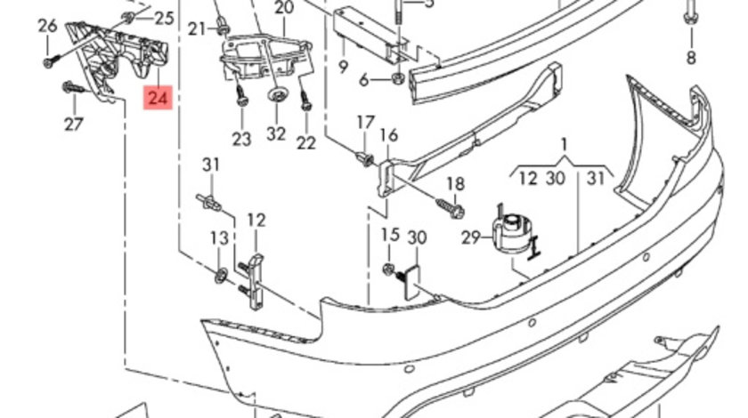 Suport bara spate Audi A6 4F sedan 2007 2008 OEM 4F5807453