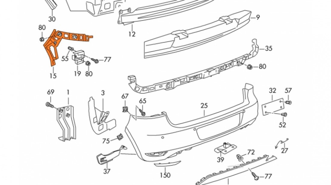 Suport Bara Spate Stanga Am Volkswagen Golf 6 2008-2013 5K6807393C