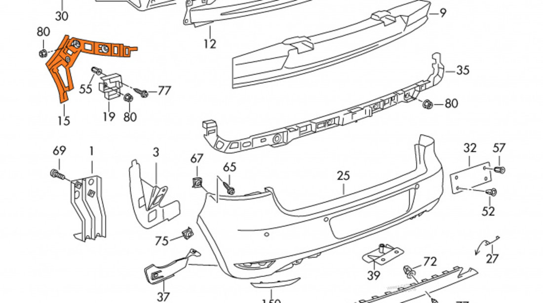 Suport Bara Spate Stanga Am Volkswagen Golf 6 2008-2013 5K6807393C