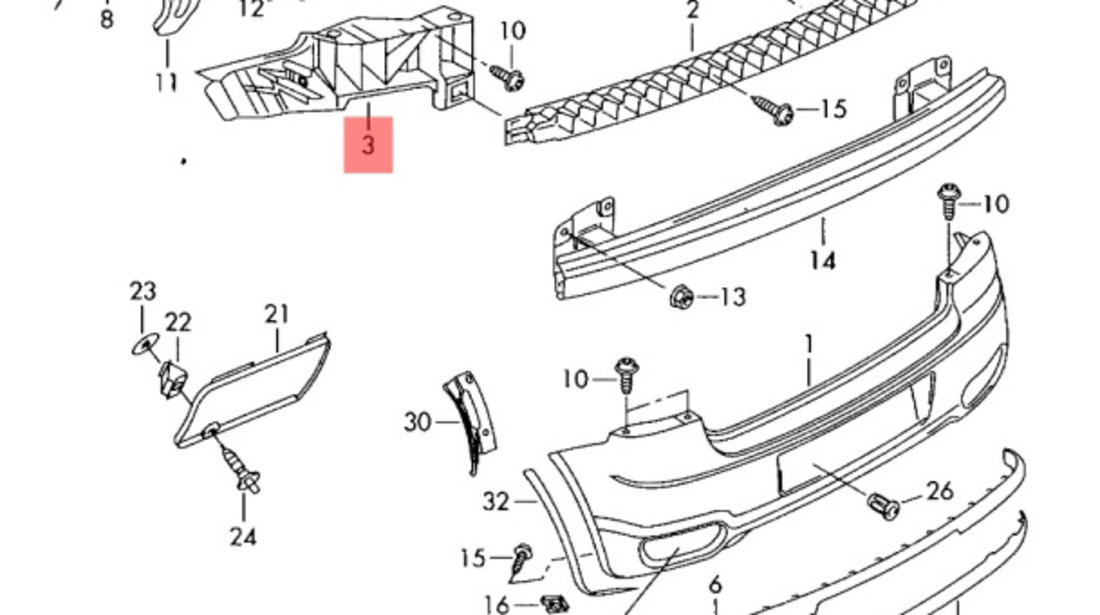 Suport bara stanga spate Volkswagen Polo (9N3) Hatchback 1.2 BZG 2009 VOLKSWAGEN POLO (9N_) [ 2001 - 2012 ] OEM 6Q6807375