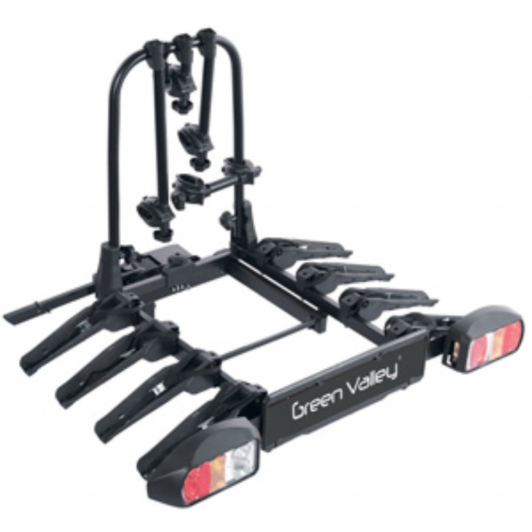Suport bicicleta Green Valley Discovery 160514-4 cu prindere pe carligul de remorcare auto, 4 biciclete, Negru