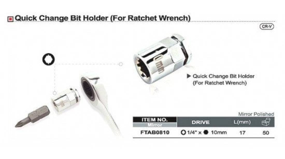 Suport Bit 1/4" 10MM Schimbare Rapida Toptul FTAB0810